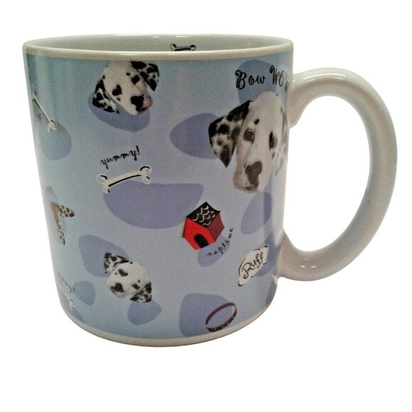Disney 16 oz coffee mug Bow Wow Dalmatians oversized Blue Bones Dog House Bone - Picture 1 of 7